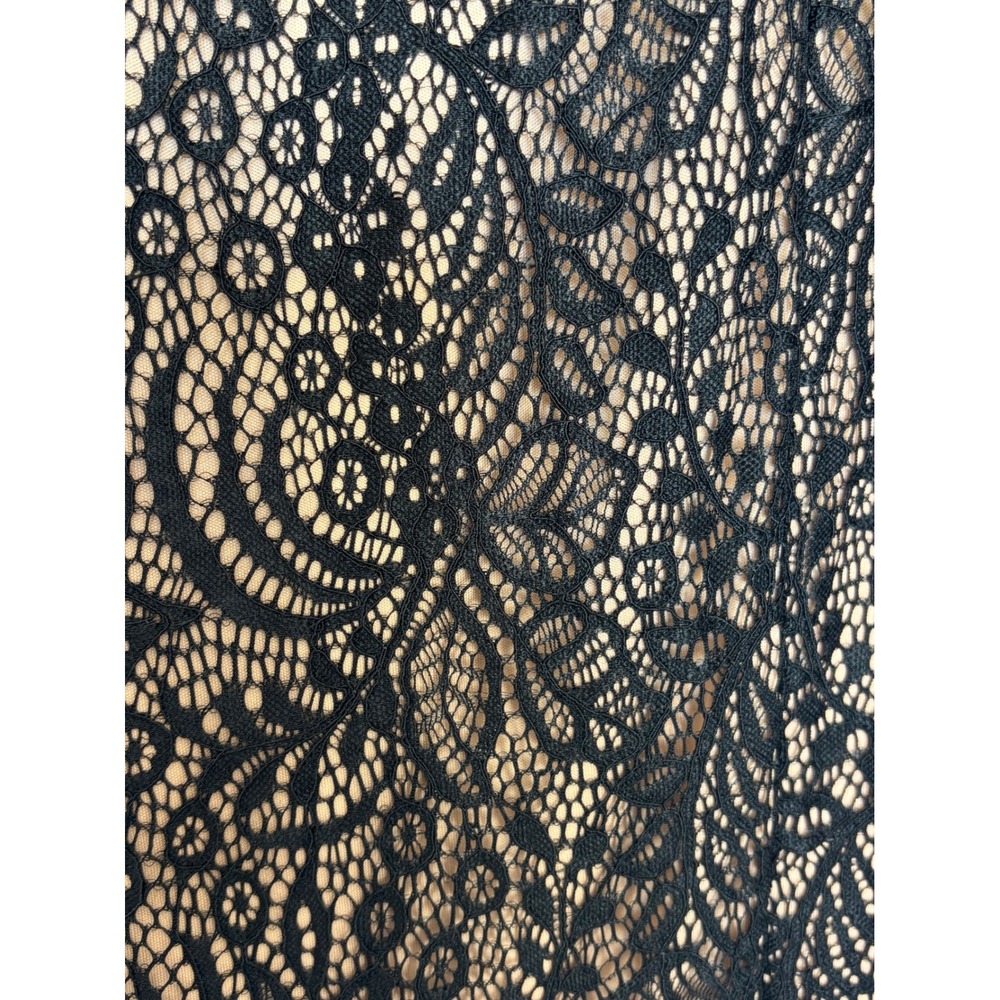 Rachel Rachel Roy Black Lace Cold Shoulder Midi Sheath Dress Tan Lining Size 10 - Picture 3 of 12